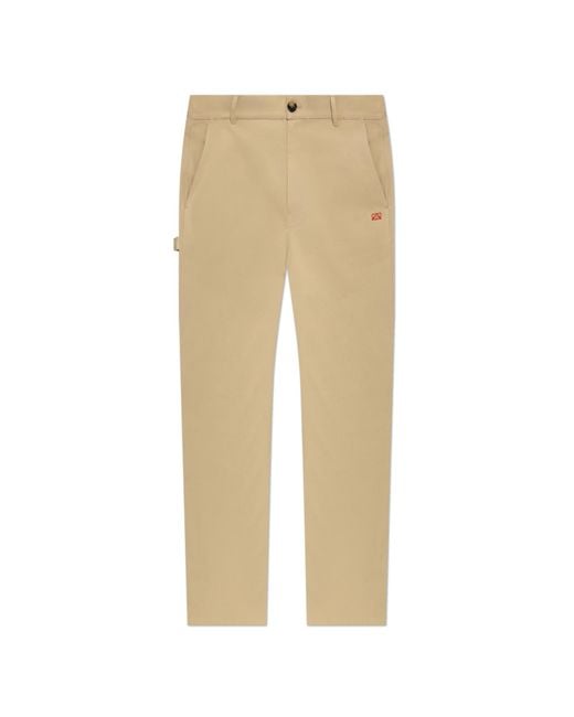 Loewe Natural Trousers With Embroidered Logo for men