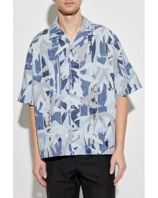 KENZO Blue Short-Sleeve Shirt for men