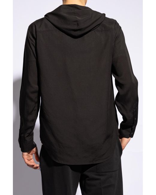 Emporio Armani Black Hooded Shirt, for men