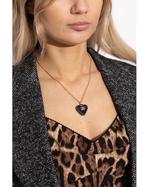 Dolce & Gabbana Metallic Necklace With A Heart-Shaped Pendant