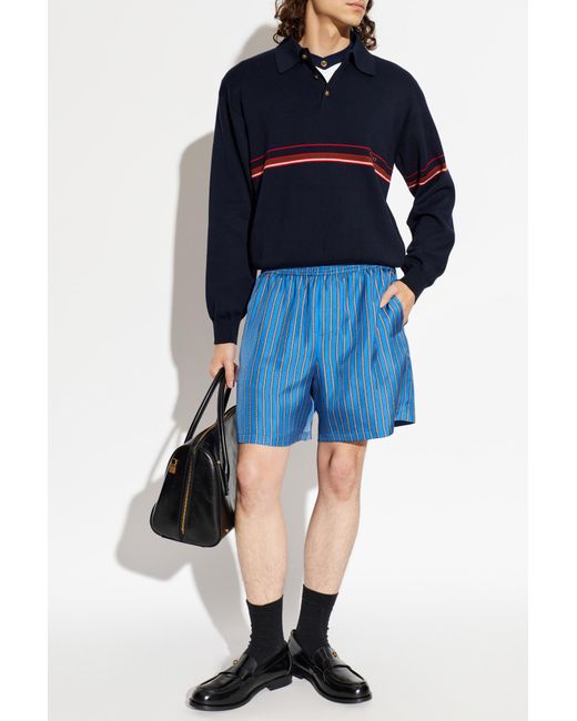 Versace Blue Long-Sleeve Polo for men