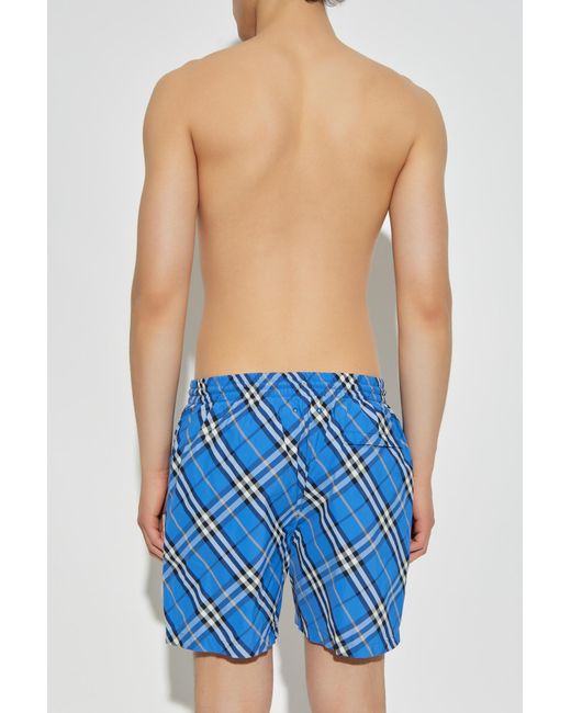 Burberry Blue 'Check' Swim Shorts for men
