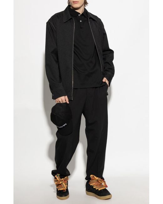 Lanvin Black Cotton Polo for men