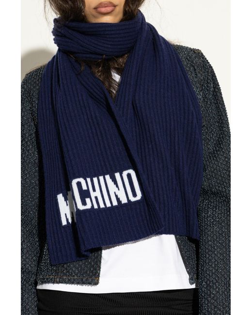Moschino Blue Scarf With Logo