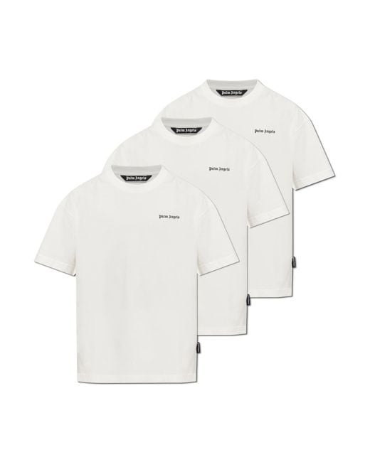Palm Angels White Three-Pack Of T-Shirts With Logo for men