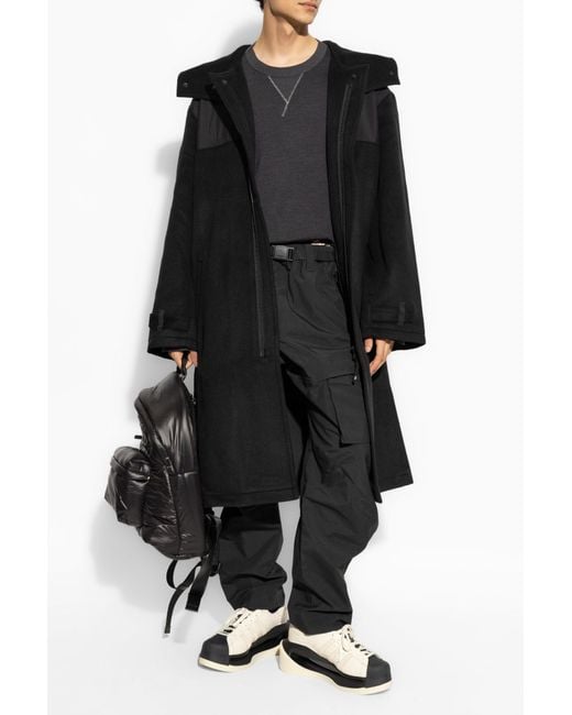 Y-3 Black Hooded Coat for men