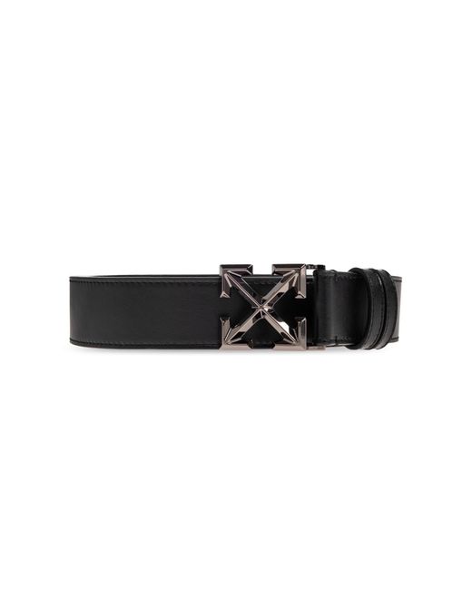 Off-White c/o Virgil Abloh Black Leather Belt With Print for men