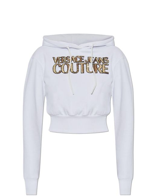 Versace Jeans Couture White Sweatshirt With Shimmering Sequins