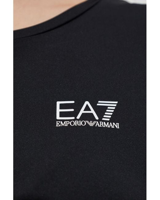 EA7 Black T-Shirt With Printed Logo
