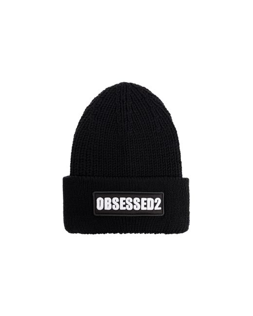 DSquared² Black Wool Beanie With Logo for men