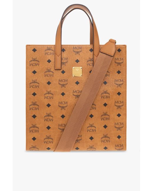 MCM Brown Monogrammed Shopper Bag