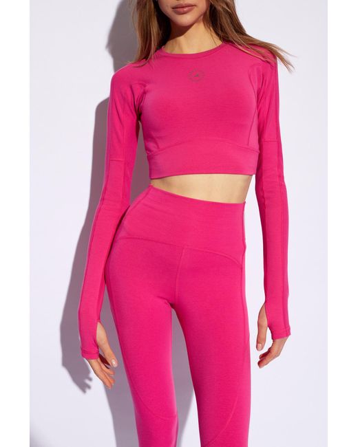 Adidas By Stella McCartney Pink Cropped Top With Logo