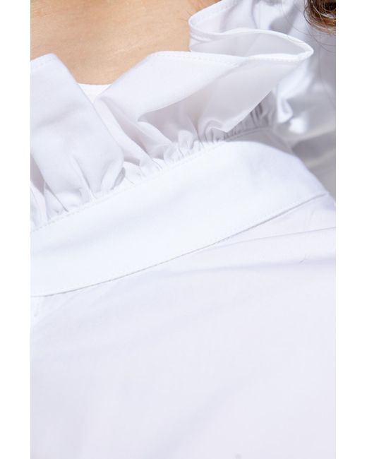 Alexander McQueen White Shirt With A Stand-Up Collar
