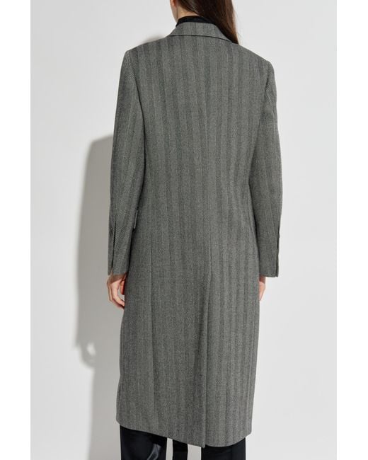 Ferragamo Gray Wool Coat With Herringbone Pattern