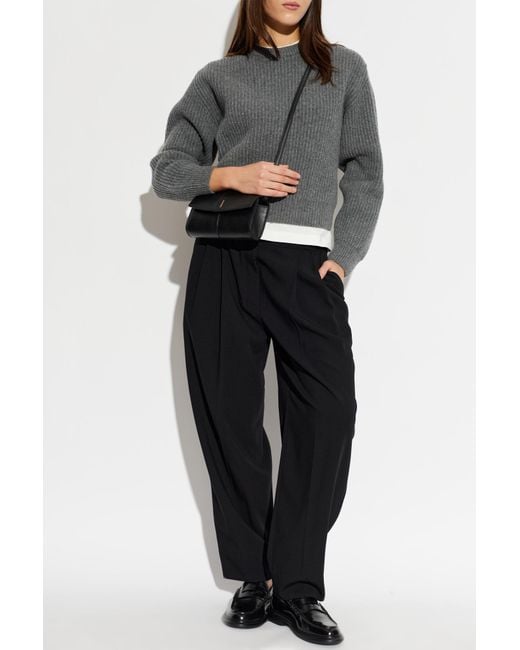 Jil Sander Gray Wool Sweater With A Crew Neck