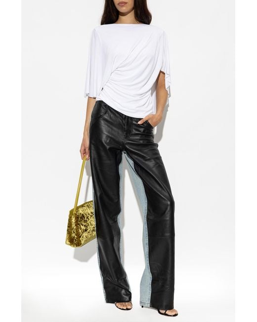 Christopher Esber Black Jeans With Leather Front
