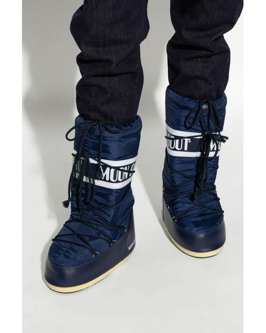 Moon Boot Blue Snow Boots Icon Nylon for men
