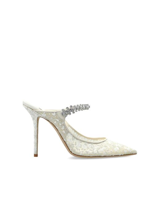 Jimmy Choo White 'Bing 100' Heeled Mules