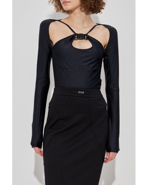 Versace Jeans Couture Black Bodysuit With Logo Application