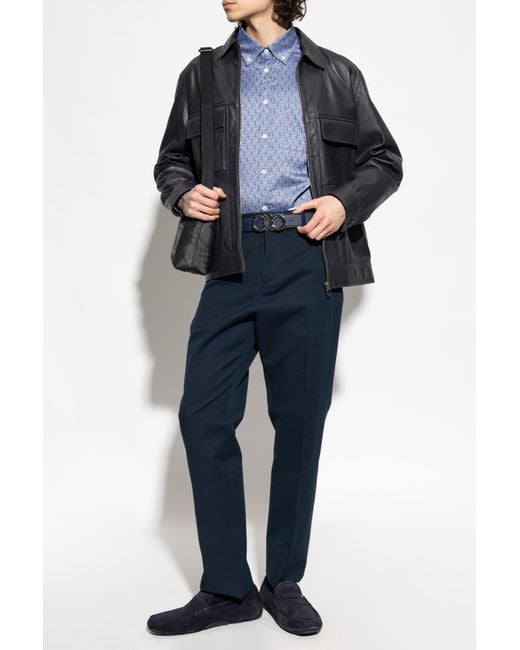 Ferragamo Blue Cotton Trousers for men