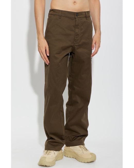 Moncler Brown Trousers With Logo Patch for men