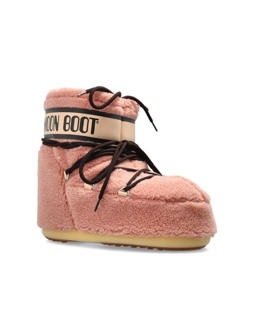 Moon Boot Pink Snow Boots 'Icon Low Fleece'