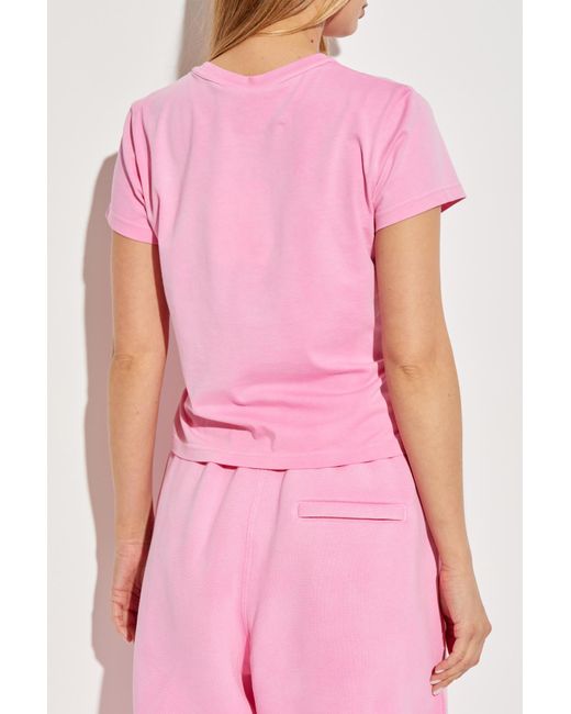 T By Alexander Wang Pink T-Shirt With Printed Logo