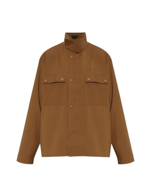 LACOSTE RUNWAY Brown Jacket With Stand-Up Collar