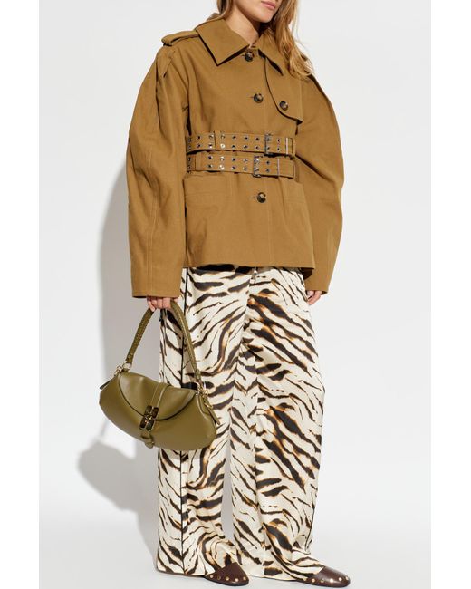 Ganni Natural Short Trench Coat With Straps