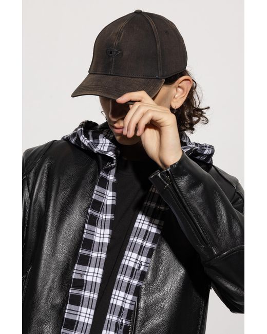 DIESEL Black 'C-Run-Wash' Baseball Cap for men