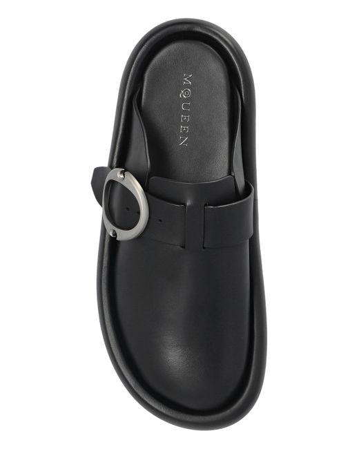 Alexander McQueen Black Leather Slides Arc for men