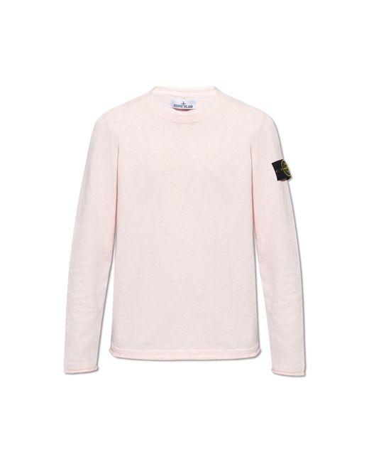 Stone Island Pink Sweater With Logo, for men