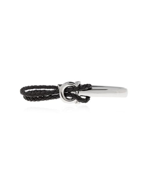 Ferragamo Black Bracelet With Engraved Logo for men