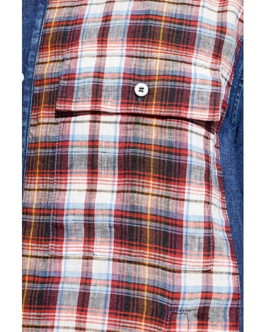 DSquared² Blue Denim Shirt With Plaid Pattern for men
