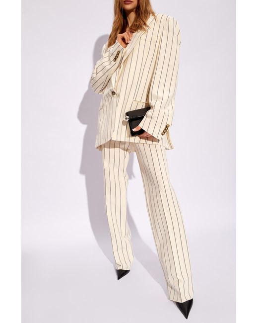 Stella McCartney White Striped Pattern Pants,