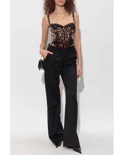 Dolce & Gabbana Brown Silk Bodysuit With Straps