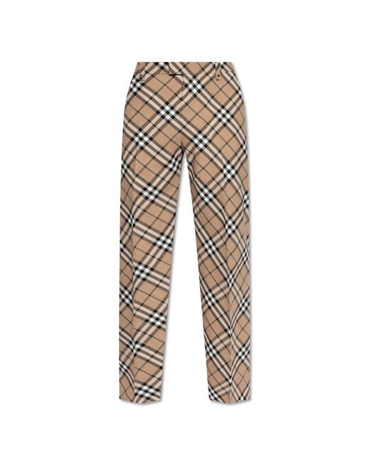 Burberry Plaid Pattern Pants in Natural for Men Lyst UK