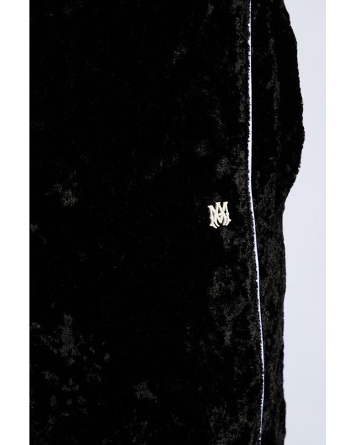 Amiri Black Velour Sweatpants With Logo, for men