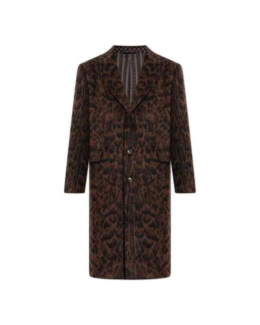 Etro Brown Coat With Animal Print for men