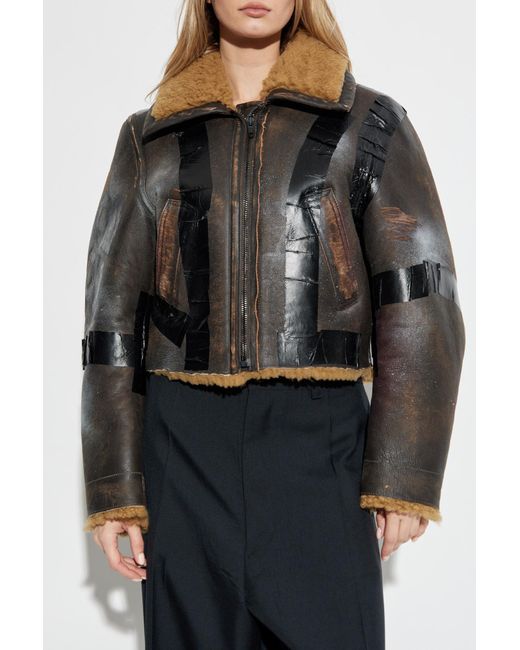 Balenciaga Black Shearling Coat With Vintage Effect