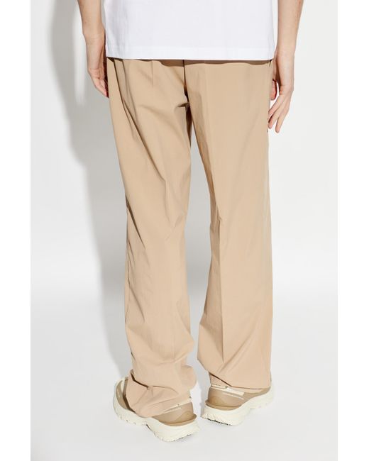 Moncler Natural Trousers With Logo Patch for men
