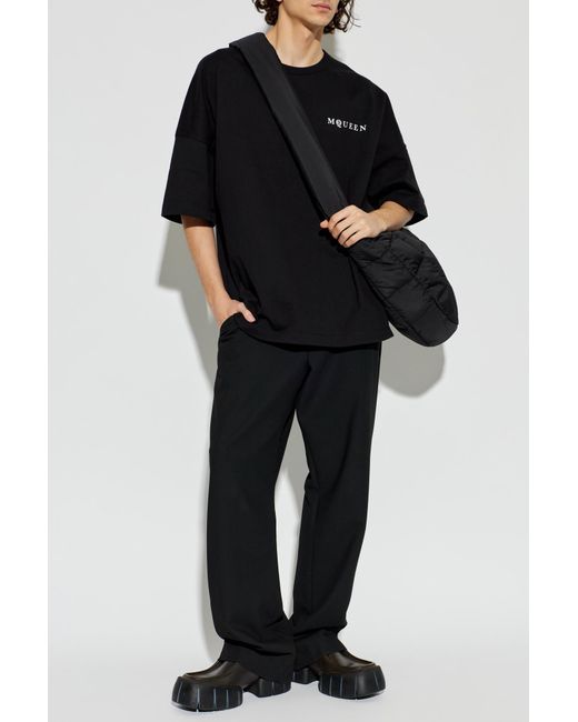 Alexander McQueen Black T-Shirt With Logo for men
