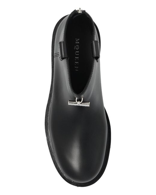 McQueen Blue Leather Platform Shoes for men