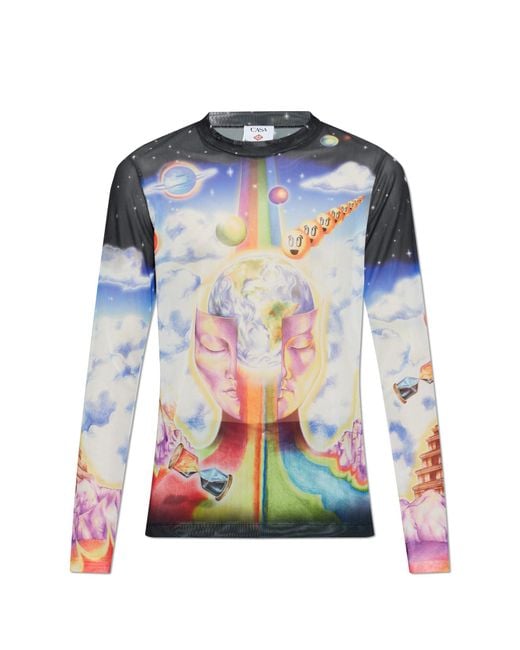 Casablanca Blue Transparent Long-Sleeve T-Shirt for men
