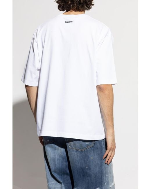 DSquared² Blue T-Shirt With Logo for men