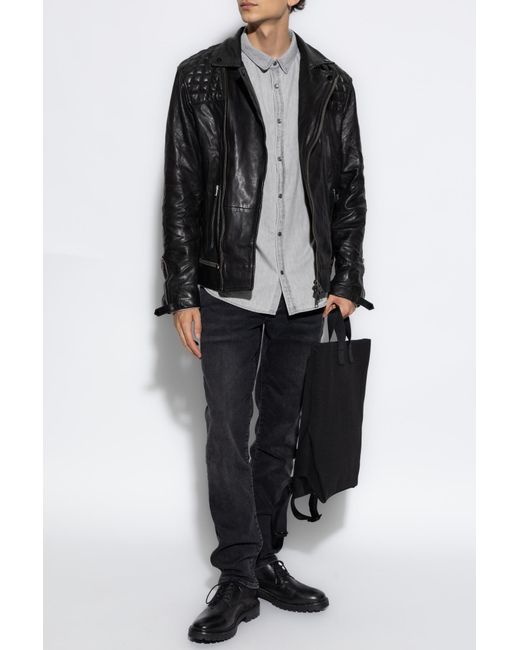 AllSaints Gray Denim Shirt Gleason for men