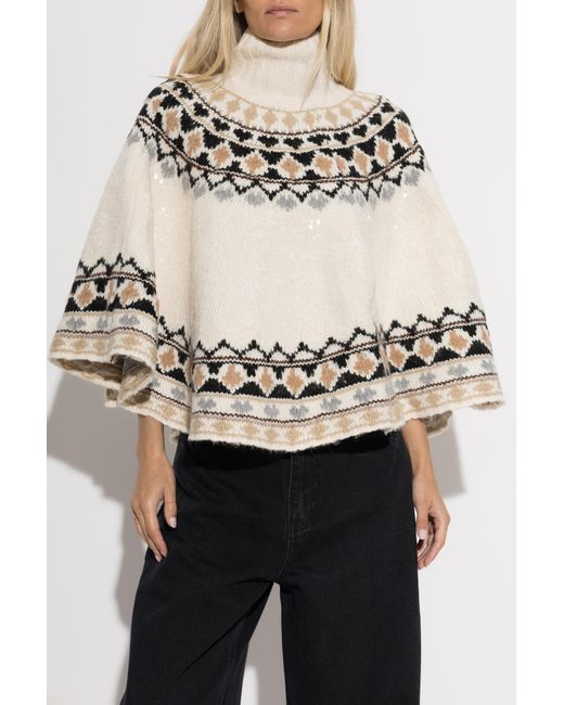 Munthe White Patterned Poncho 'Verst'