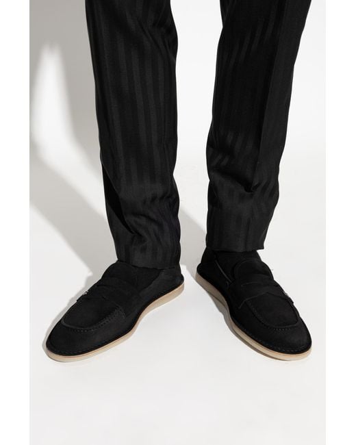 Dolce & Gabbana Black Suede Shoes With Logo for men