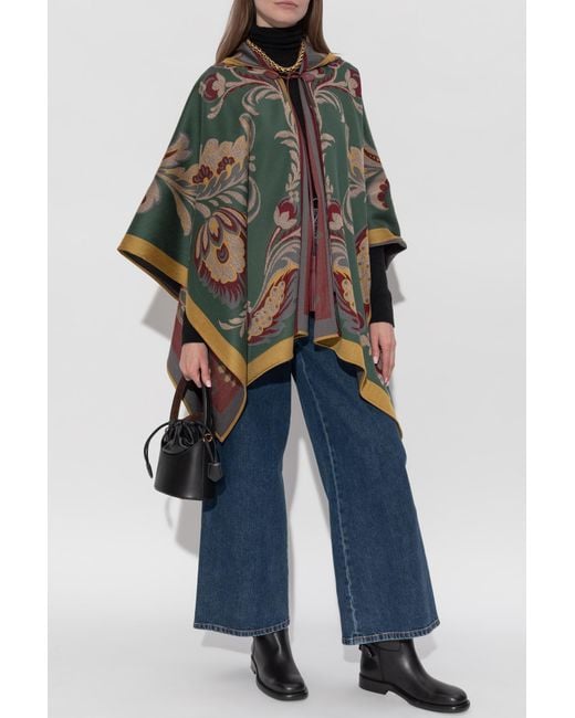Etro Red Wool Poncho
