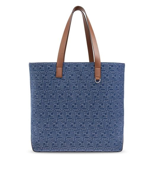 Fendi Blue Shopper Bag "Ff Medium" for men
